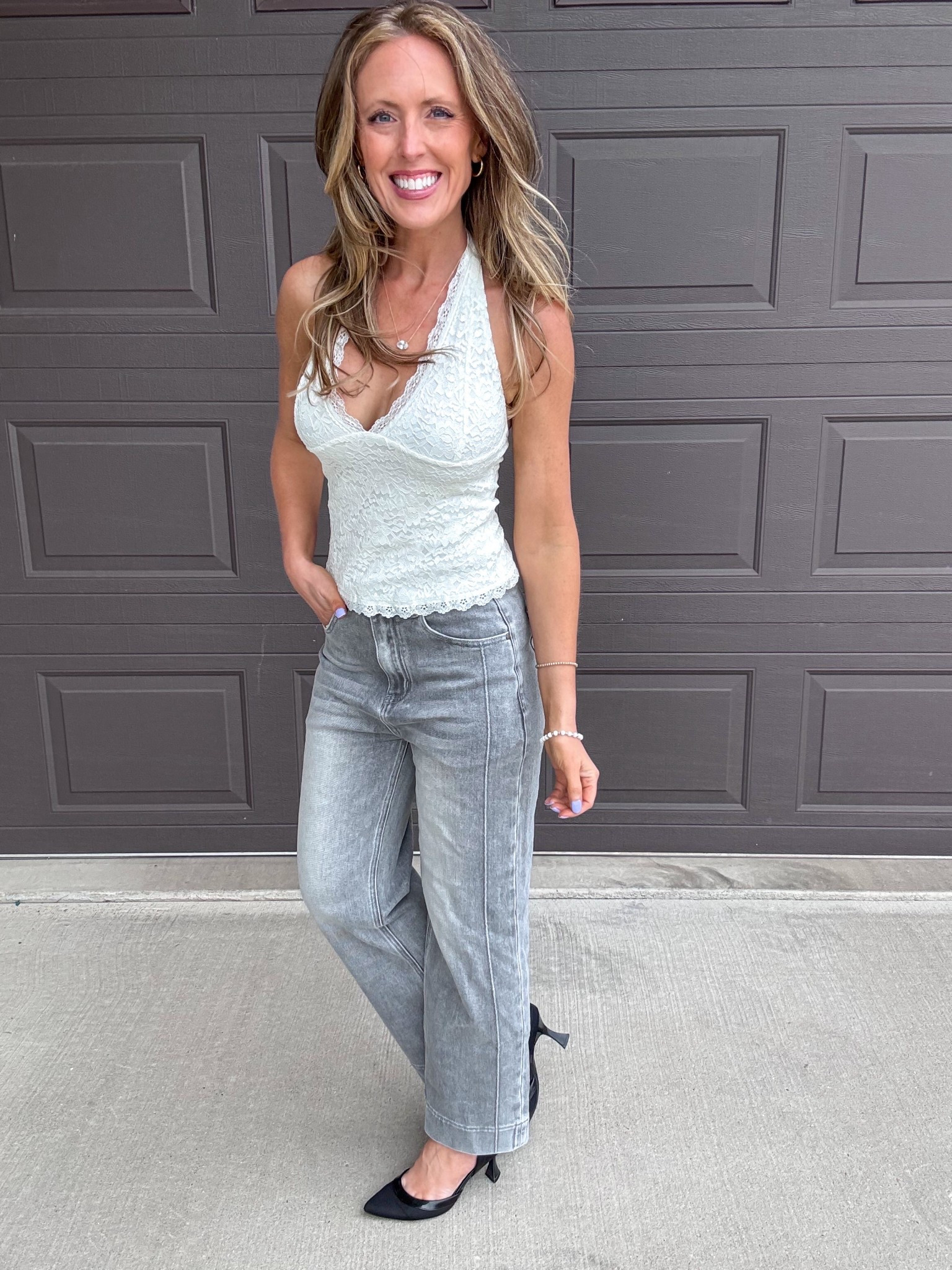 This beige lace halter top is beautiful! 🤍 Perfect for spring and summer! Wearing a small in the top and 4 in the grey cropped denim.

As an Amazon Influencer I earn commission on qualifying purchases.

Lace top, trendy halter top, cropped grey denim, straight leg denim, black heels, date night outfit idea, self tanner, mom style

#LTKootd #LTKOver40 #LTKMidsize