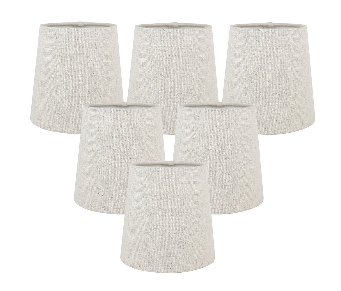 Set of 6 Natural Linen Clip On Chandelier Lamp Shades, 4-inch by 5-inch by 5-inch | Amazon (US)