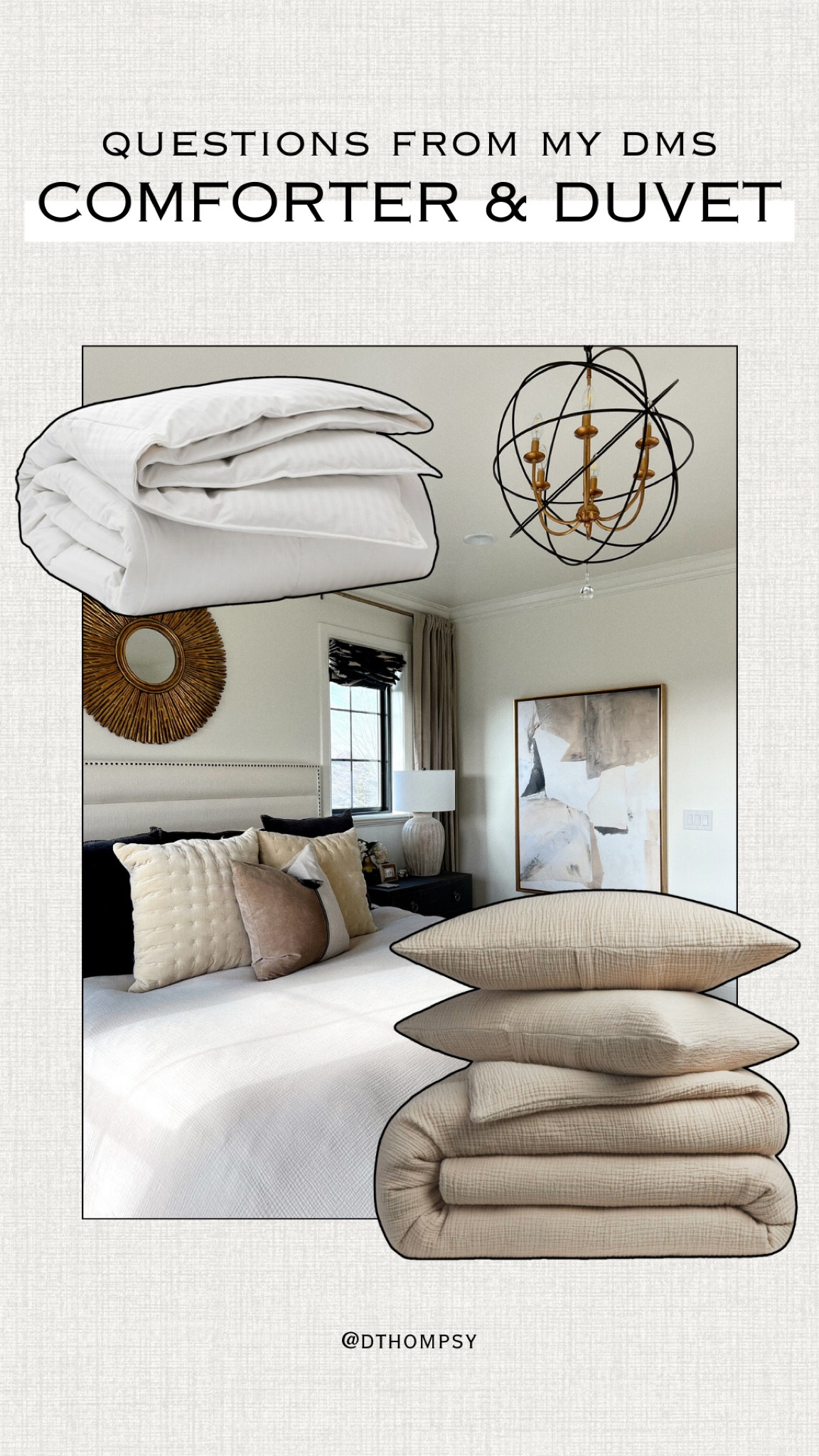 What’s in my DMs? 
Bedding. Details. Bedroom. Duvet. Comforter. Decor. Sheets. 