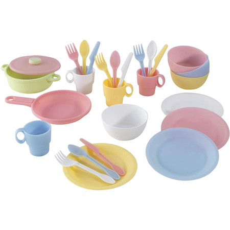 Kidkraft 27-Piece Pastel Cookware Set Plastic Dishes and Utensils for Play Kitchens Gift for Ages 18 | Walmart (US)