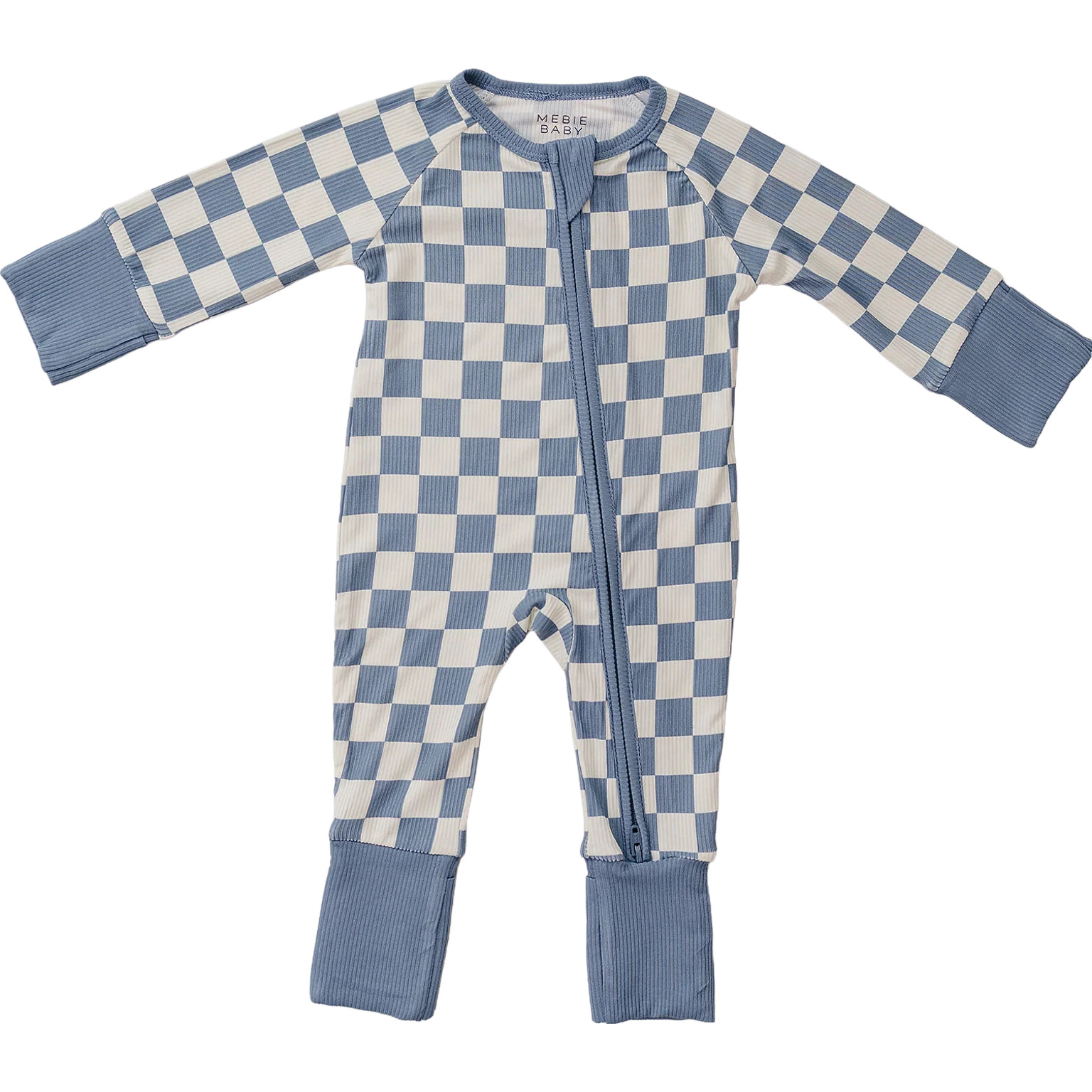 Mebie Baby Taupe Checkered Bamboo Zipper | Mebie Baby