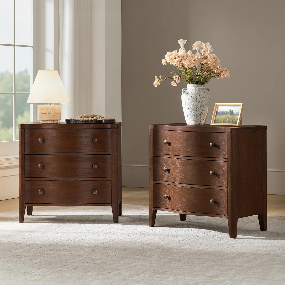 Arelys Modern 27''W 3-Drawers Curves End Table with Built-In Charging Station | Wayfair North America