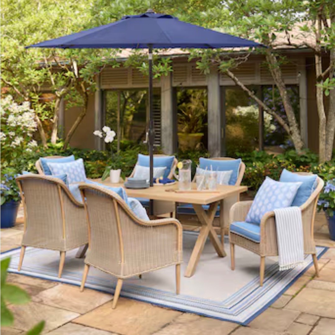 Found the perfect outdoor dining set for your Spring/Summer refresh from @lowes . Loving the blue lately and this one is just so good! This could also be a perfect Mother’s Day gift! 

Allen and Roth , Lowe’s finds, outdoor furniture, outdoor dining set, patio season, patio finds , 7 piece, patio dining set, blue cushions, Mother’s Day gift idea

#LTKHome #LTKSeasonal #LTKMothersDay