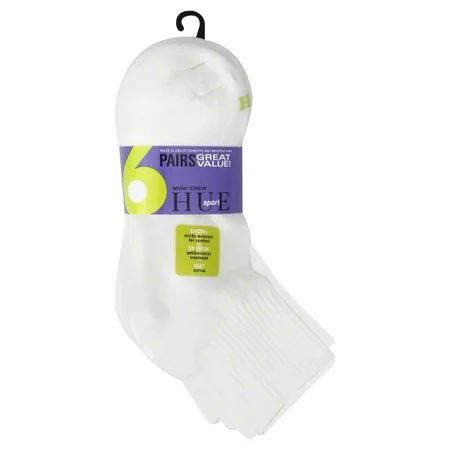 Hue Women s Mini Crew Sock 6-Pack White One Size | Walmart (US)