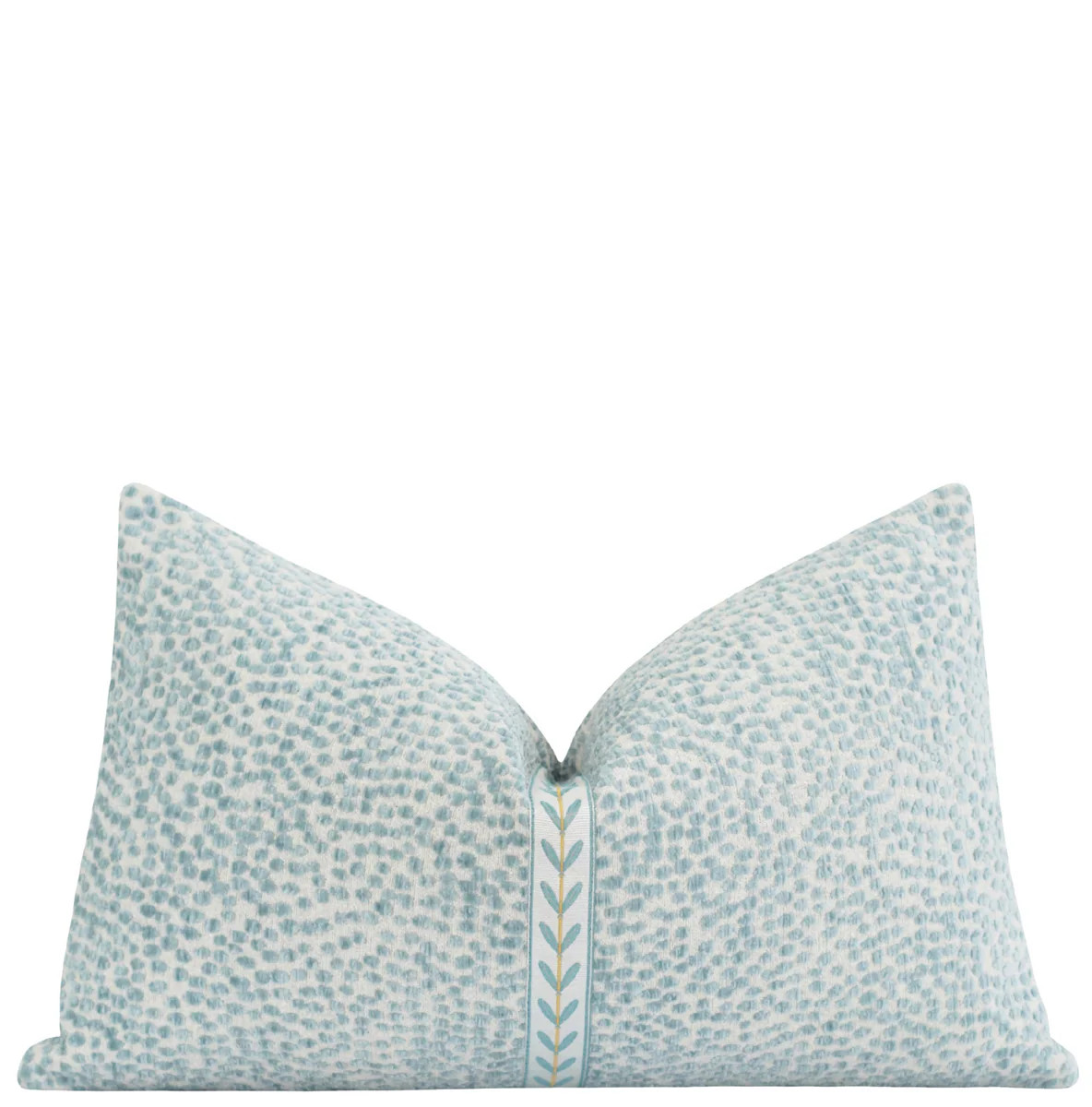 Mist Dotted Chenille Small Blue Leaf Trim Pillow | Land of Pillows
