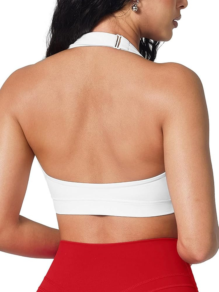 BRXL Women's Halter Adjustable Sports Bras Open Back Padded Workout Gym Yoga Crop Tank Tops | Amazon (US)