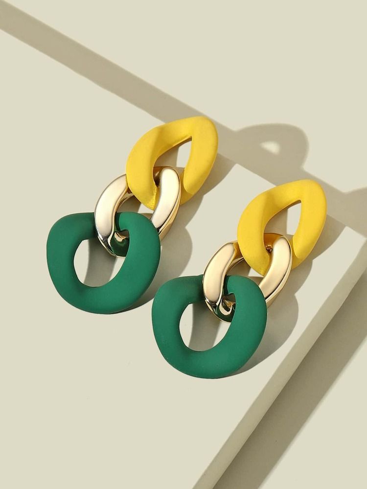 Colorblock Chain Link Earrings | SHEIN