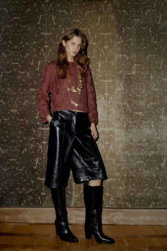 FAUX LEATHER LONG SHORTS | Zara US