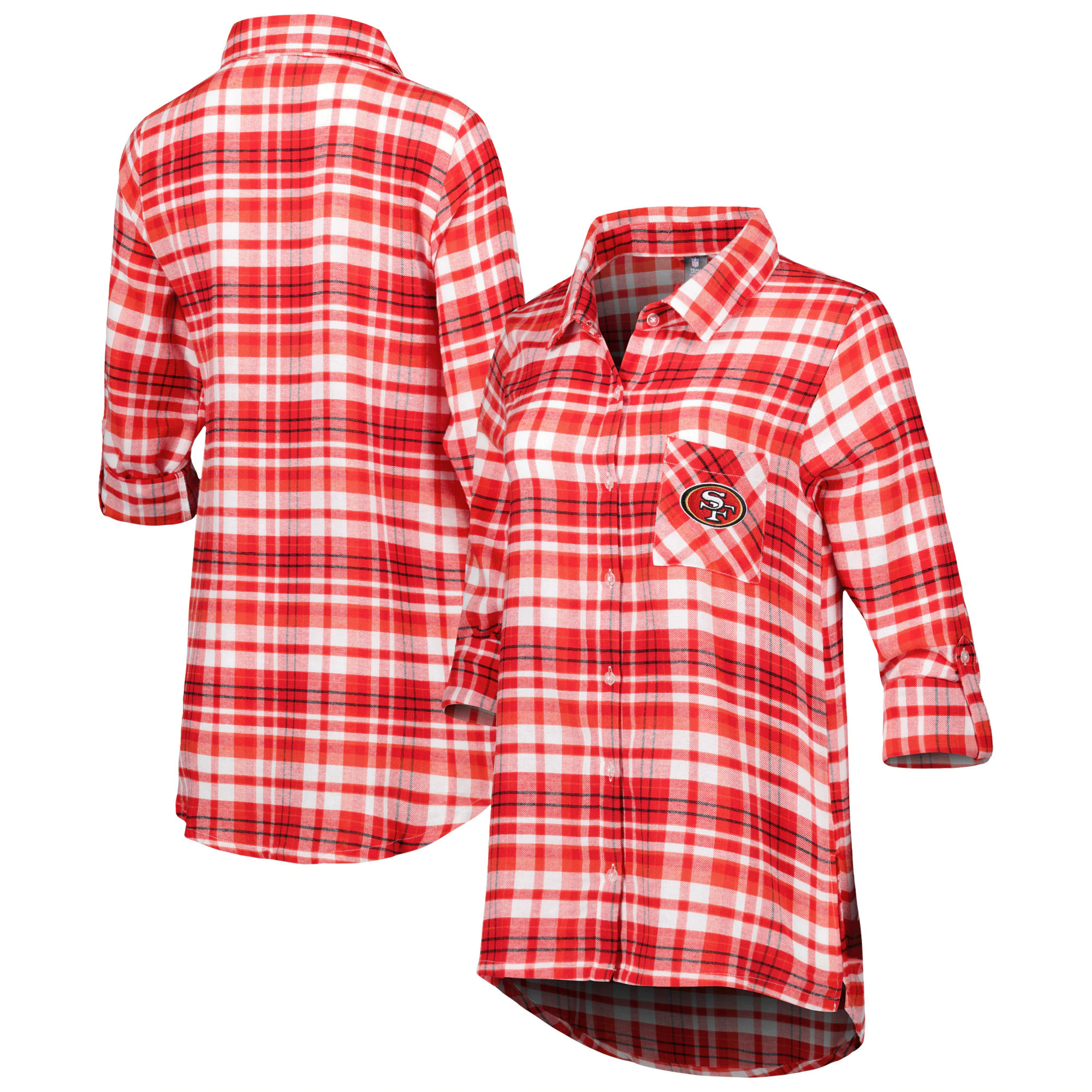 Women's Concepts Sport Scarlet/Black San Francisco 49ers Mainstay Flannel Full-Button Long Sleeve Ni | Fanatics
