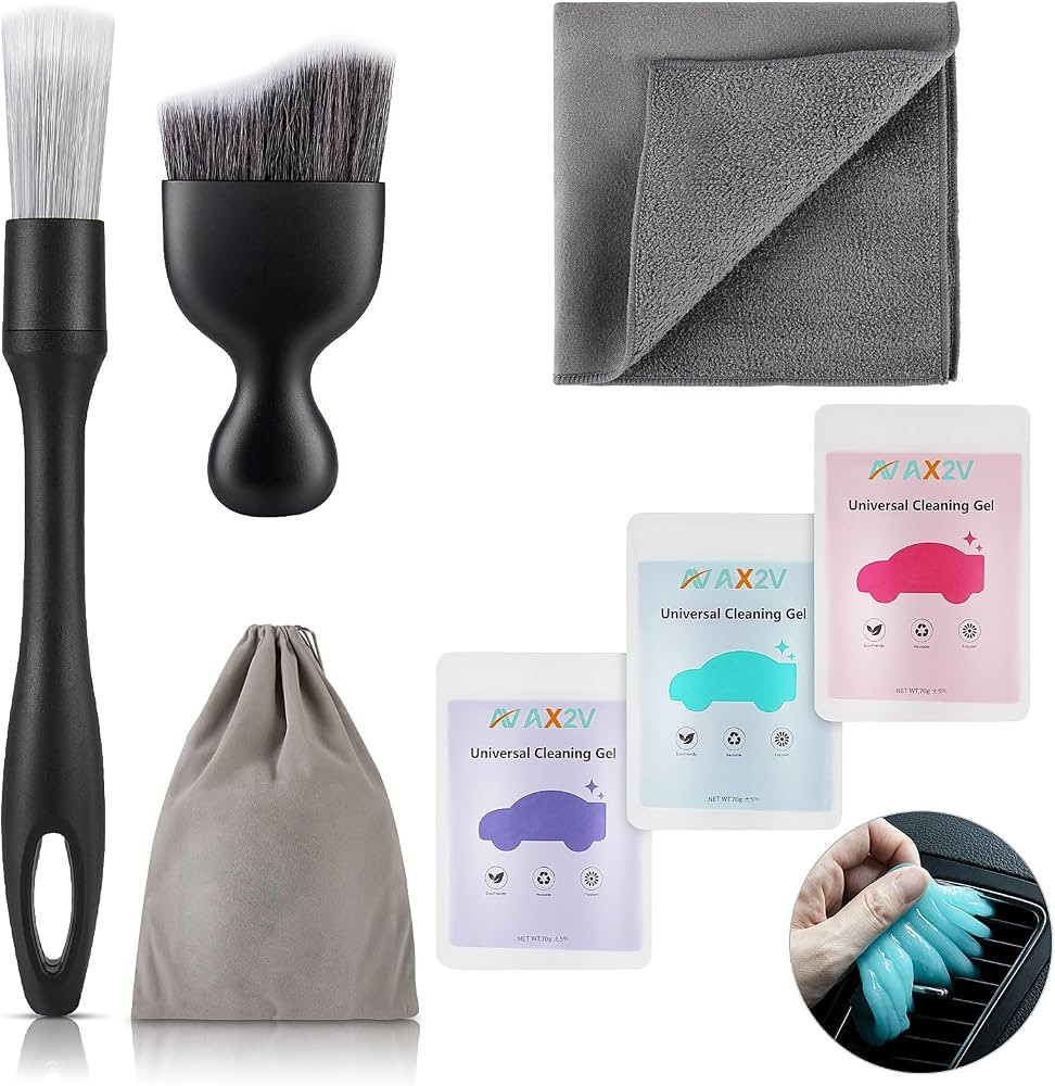 AX2V 7Pcs Car Interior Detailing Cleaning Kit, Car Detailing Brush Set, Car Detailing Clean Gel, ... | Amazon (CA)