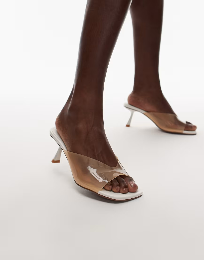 Topshop Felix high acrylic heeled mule in cream-White | ASOS (Global)