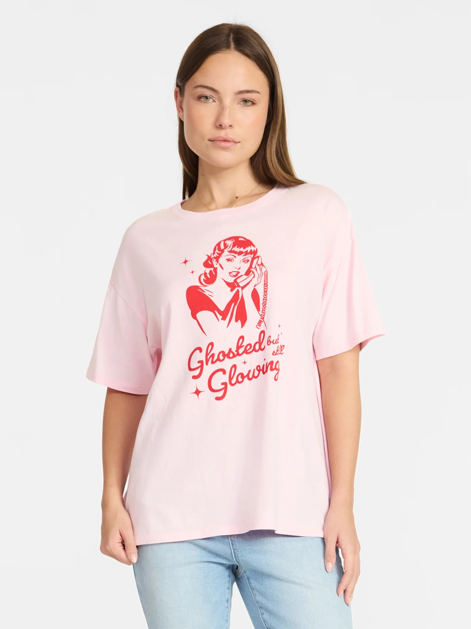 Valentine's Day Women's Glow Up Graphic Tee from Way to Celebrate, Sizes S-XXXL | Walmart (US)