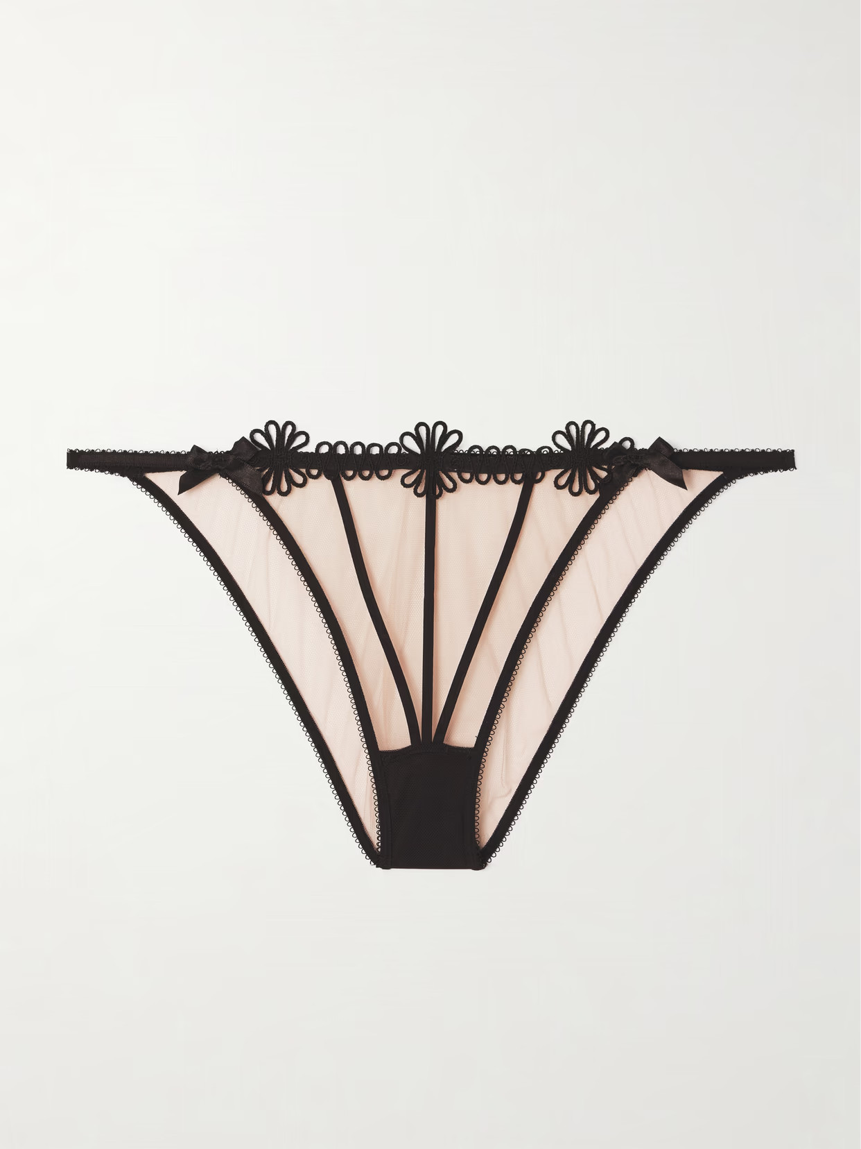 Agent Provocateur - Coletta Grosgrain-trimmed Appliquéd Tulle Briefs - Neutrals | NET-A-PORTER (US)