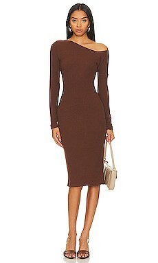 Enza Costa Knit One-shoulder Dress in Saddle Brown from Revolve.com | Revolve Clothing (Global)