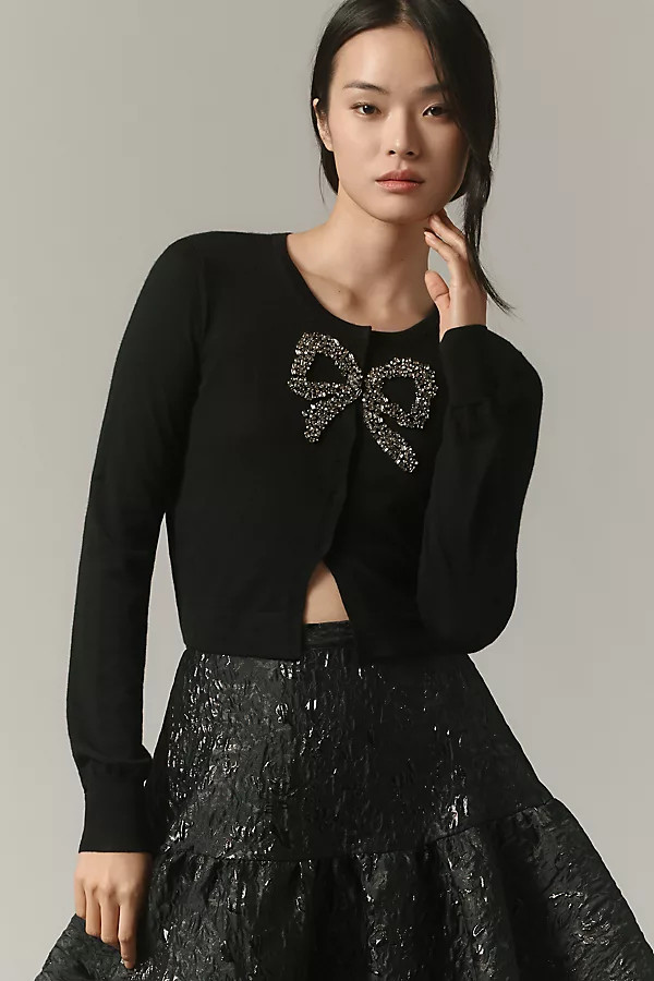 Modine Bow Wool Cardigan Sweater | Anthropologie (US)