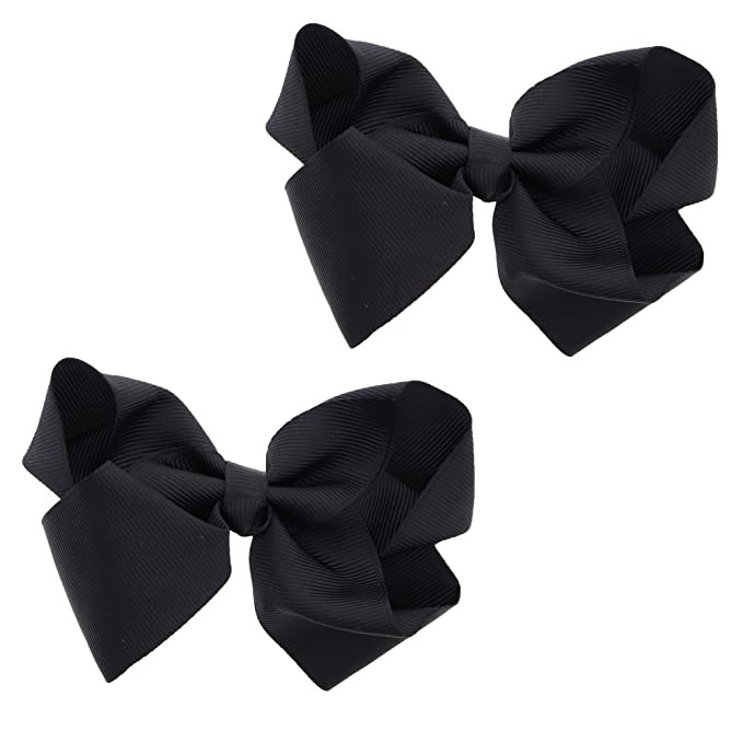 3 Inch Grosgrain Bow for Little Girls- Set of 2 (Black) | Amazon (US)