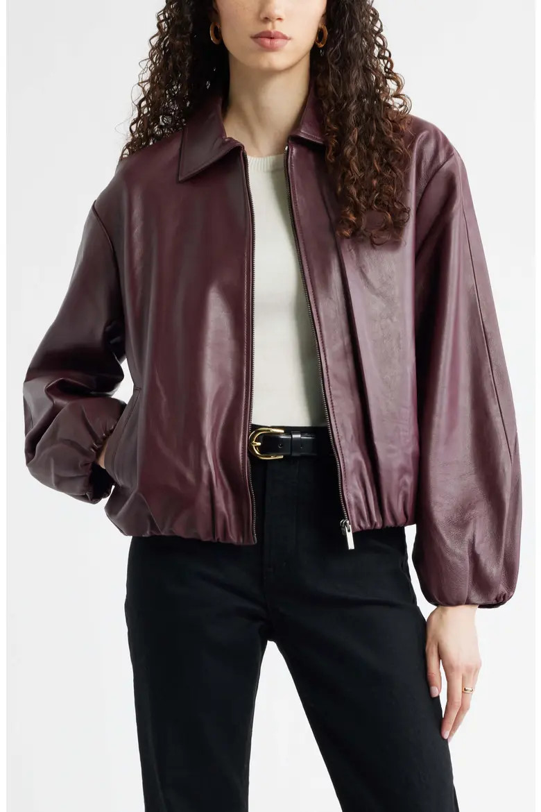 Bubble Hem Leather Jacket (Women) | Nordstrom | Nordstrom