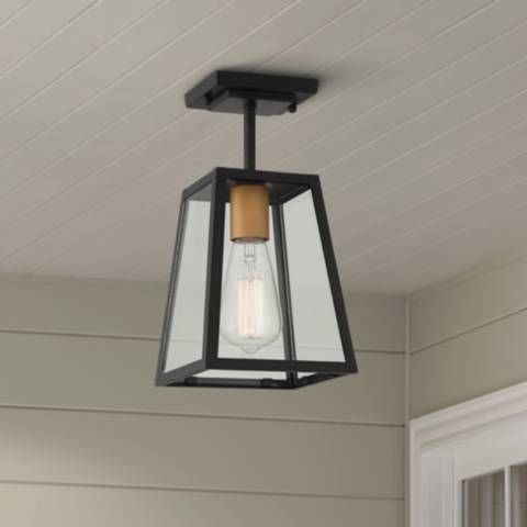 Arrington 6" Wide Mystic Black - Gold Outdoor Ceiling Light | LampsPlus.com