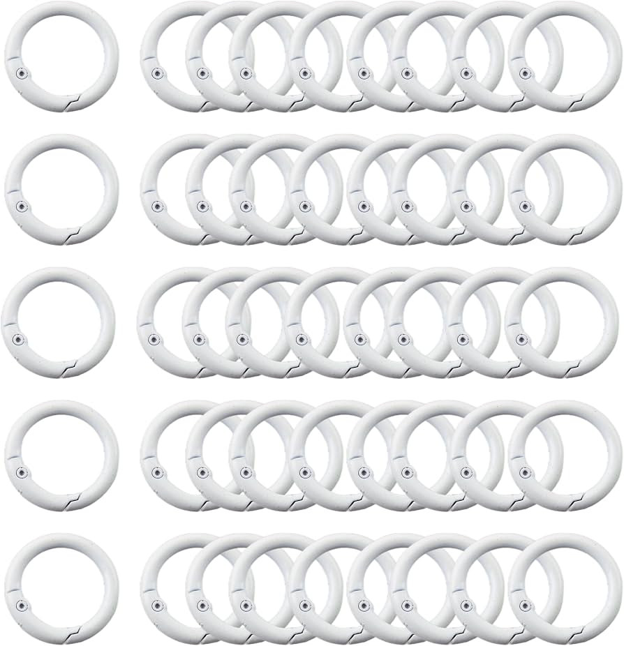 Carabiner Clip 48Pcs White Metal Key Ring Clip Circle Keychain Rings Bulk Spring O Ring Round Cut... | Amazon (US)