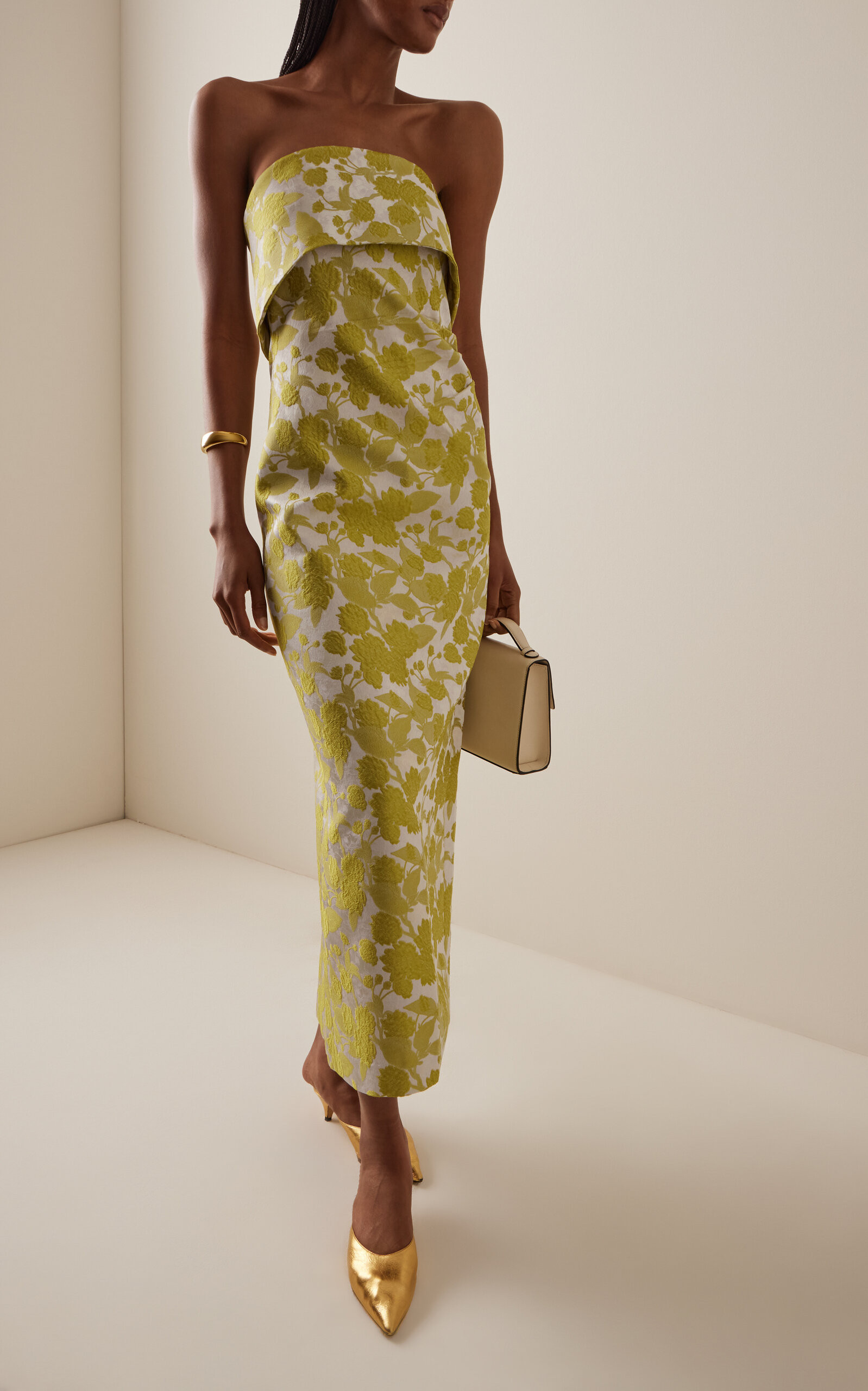 Gretel Strapless Floral Brocade Midi Dress | Moda Operandi (Global)