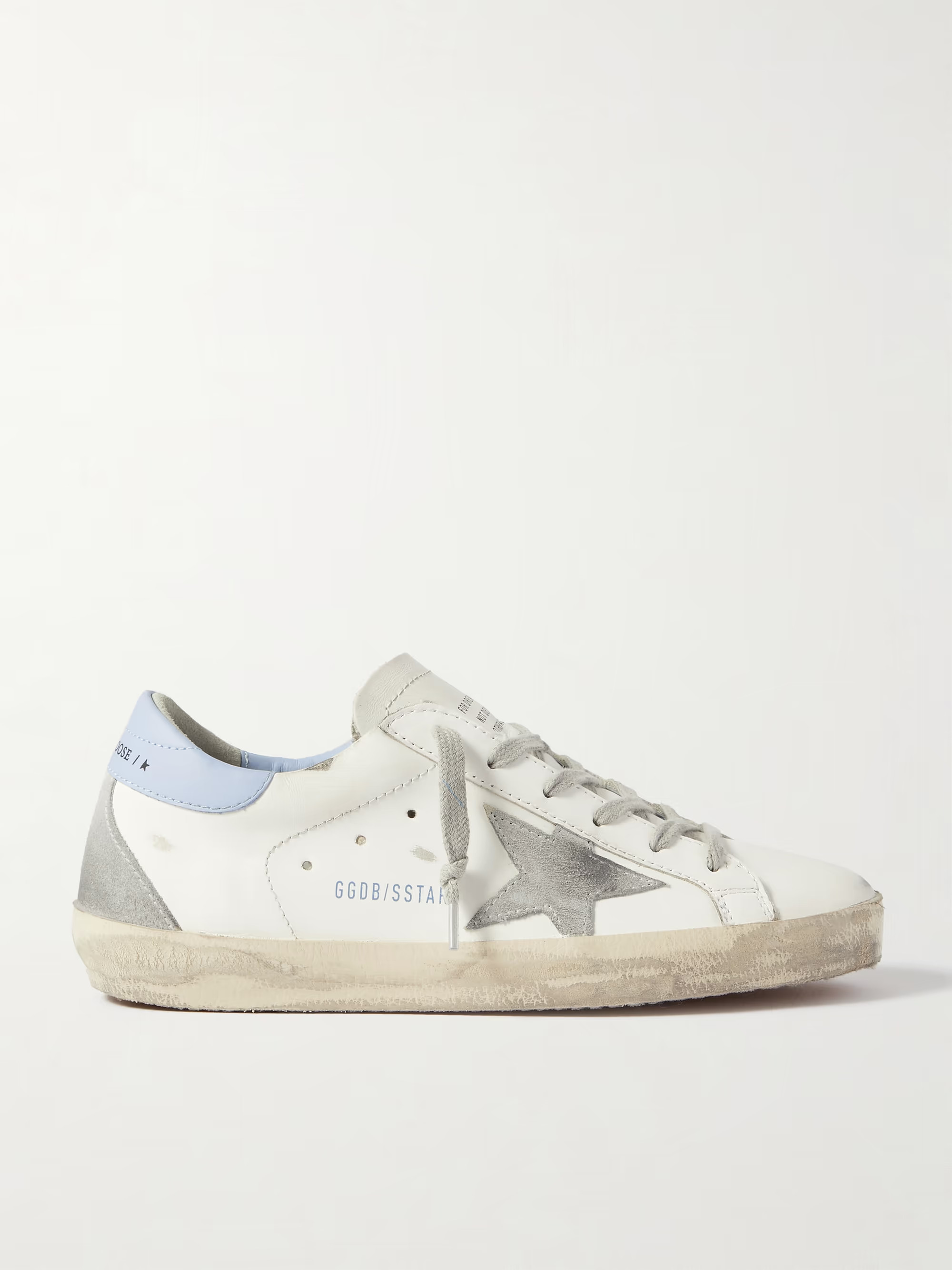 Superstar distressed leather and suede sneakers | NET-A-PORTER (US)