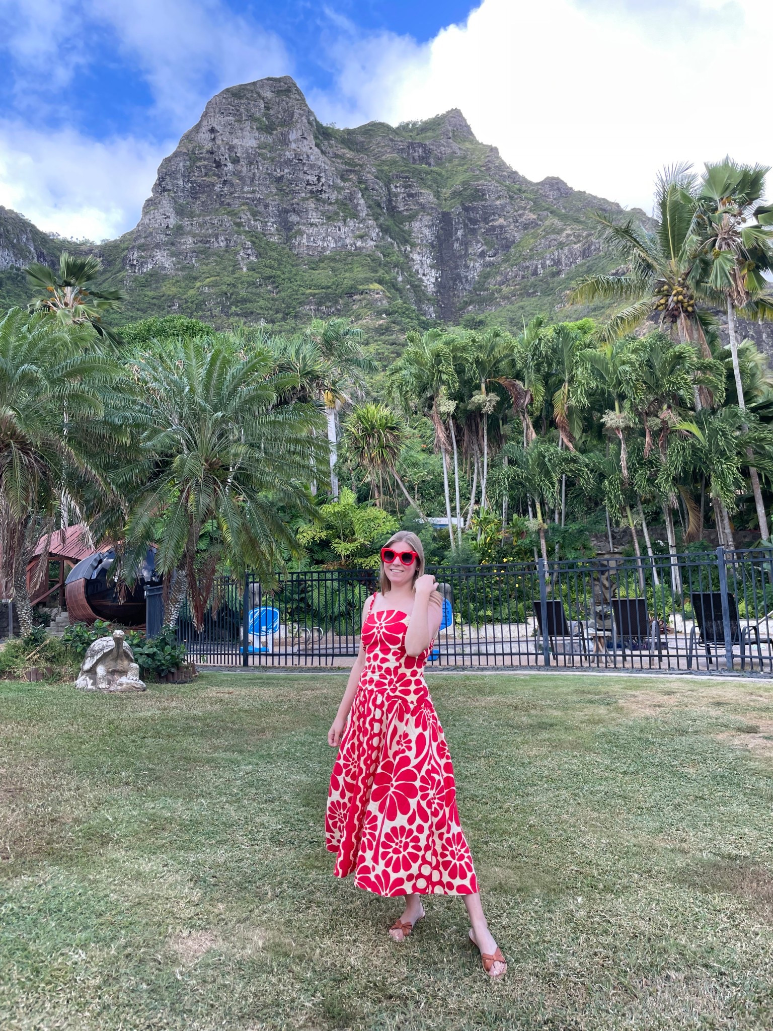 What I wore for a relaxing beach vacation to Hawaii. I packed bright colors and bold patterns to match the tropical vibes of the island. This red patterned dress inspired by Farm Rio was a great first day look  

#LTKStyleTip #LTKSeasonal