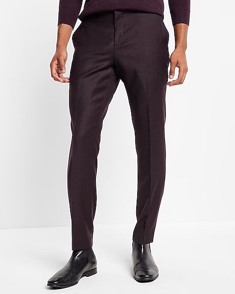 Slim Solid Raisin Flannel Suit Pant | Express