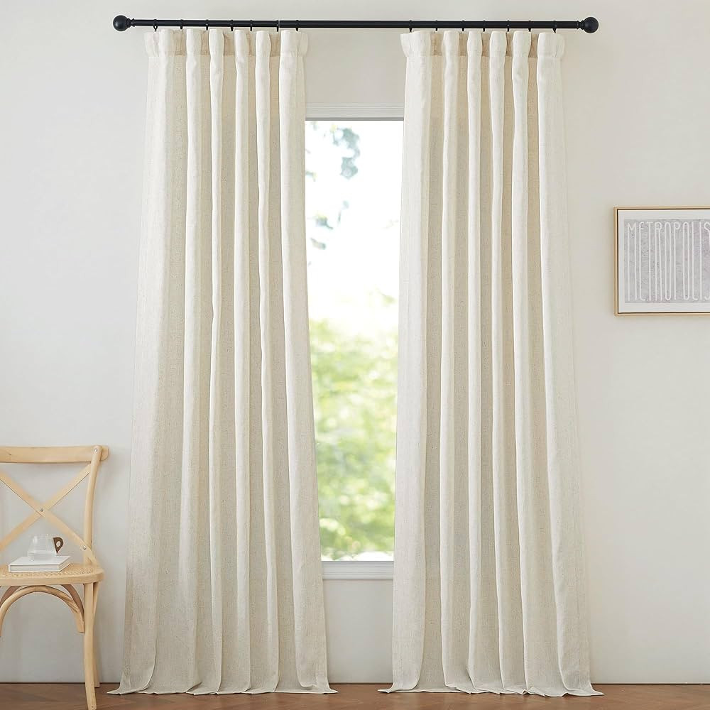 NICETOWN Thick Natural Linen Curtains for Bedroom, Pinch Pleated Thick Linen Blend Drapes Privacy... | Amazon (US)