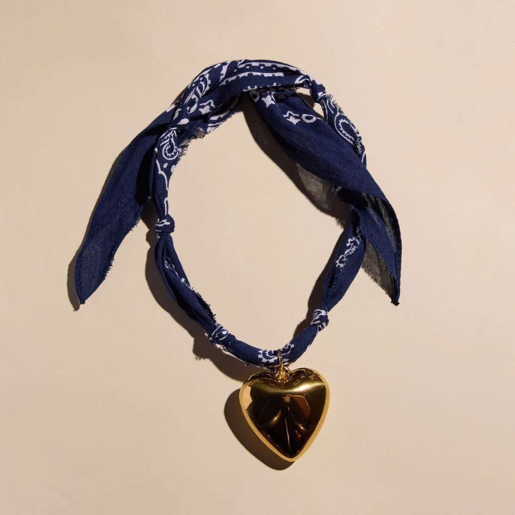 Navy Bandana Necklace | Nickel and Suede