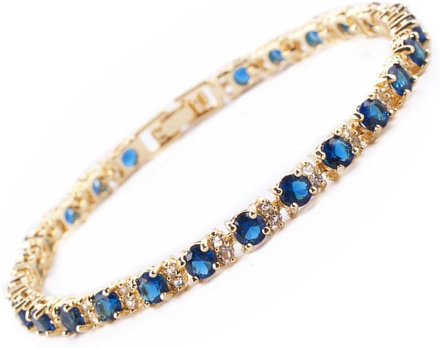 RIZILIA Eternity Tennis Bracelet & Round Cut CZ in Yellow Gold Plated, 7" | Amazon (US)