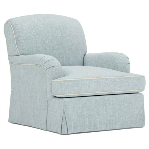 Felicity Coastal Sky Performance Skirted Swivel Chair | Kathy Kuo Home