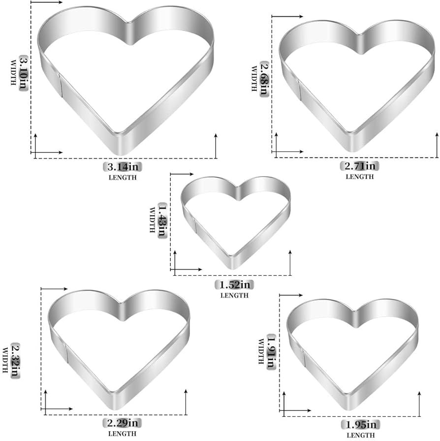 Heart Cookie Cutter Set, Gtmkina 5 Pieces Stainless Steel Small Biscuit Cutters Heart Shaped Mold... | Amazon (US)