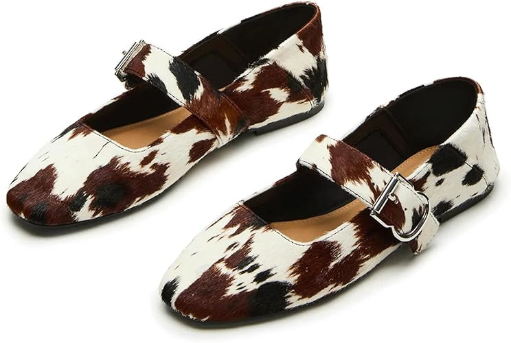 DOEYG Mesh Ballet Flats for Women Buckle Strap Comfy Casual Office Fishnet Ballerina Flat Shoes | Amazon (US)