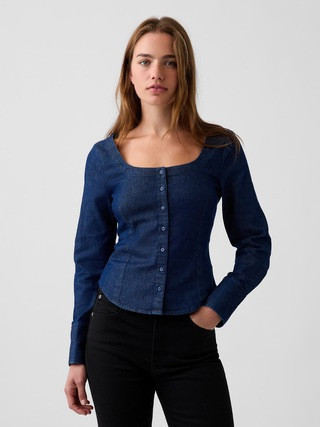 Denim Scoop Neck Top | Gap (US)