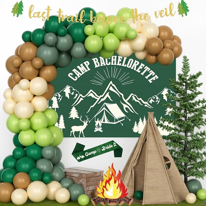 Camp Bachelorette Party Decorations, Green Camping Bachelorette Party Decorations, Last Trail Bef... | Amazon (US)
