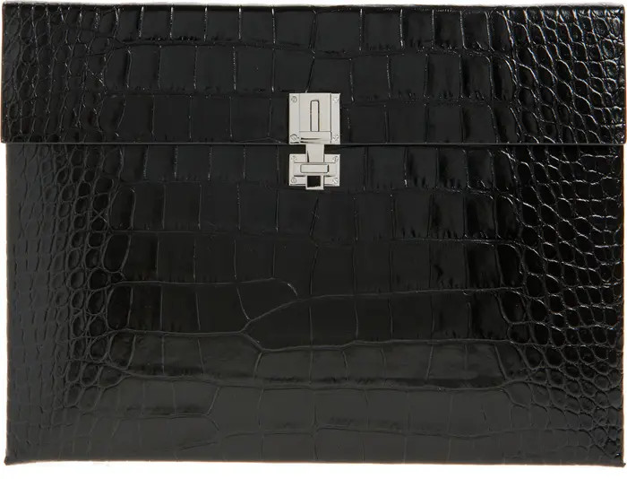 Croc Embossed Patent Leather Clutch | Nordstrom