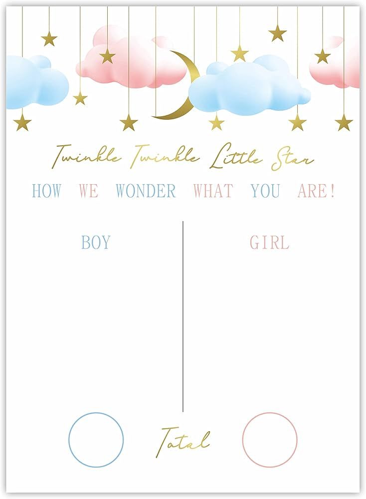 Gender Reveal Signature Volting Sign, Blue & Pink Clouds Guess He Or She Game, Gender Reveal Game... | Amazon (US)
