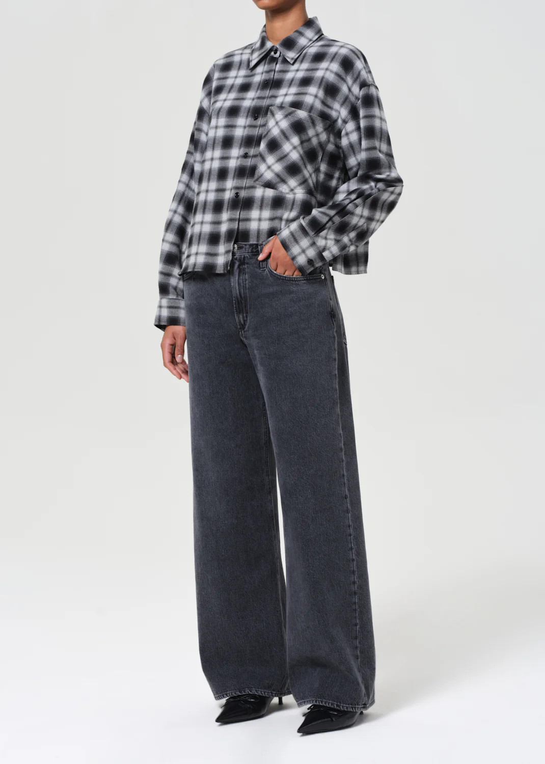 Comer Shirt in Nero Check | AGOLDE