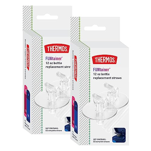Thermos FUNtainer 12 Ounce Insulated Kids Water Bottle Replacement Straws, 2 Pack | Amazon (US)