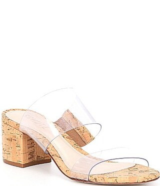 Schutz Victorie Clear Vinyl Cork Block Heel Sandals - 6 | Dillard's