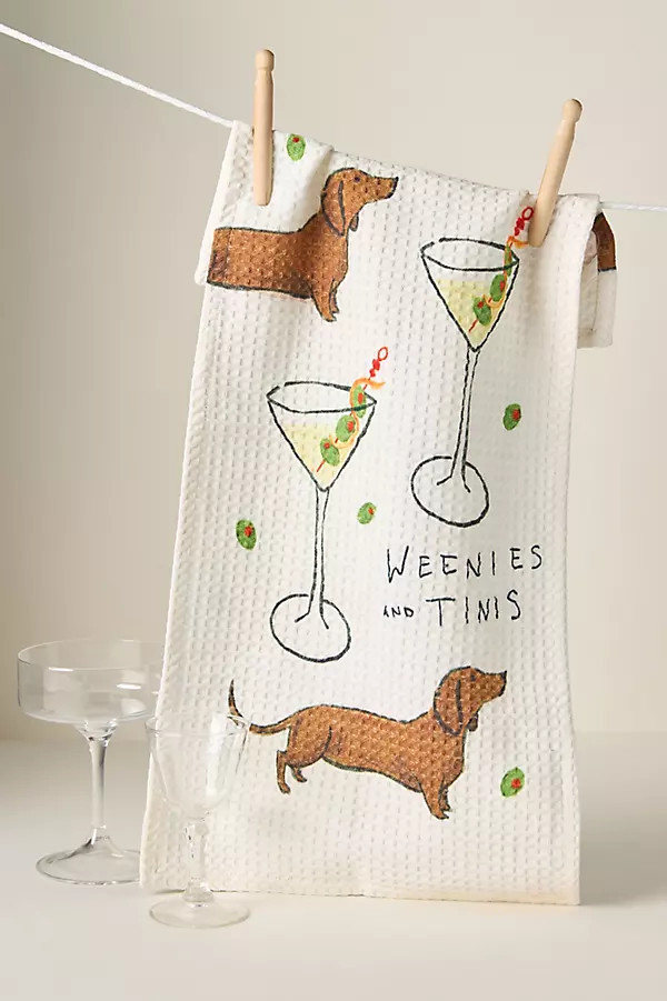 Weenies & Tinis Bar Dish Towel | Anthropologie (US)
