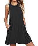 Camisunny Black Cotton Summer Beach Dresses for Women Sleeveless Sexy Bikini Cover Up Crew Neck Size | Amazon (US)