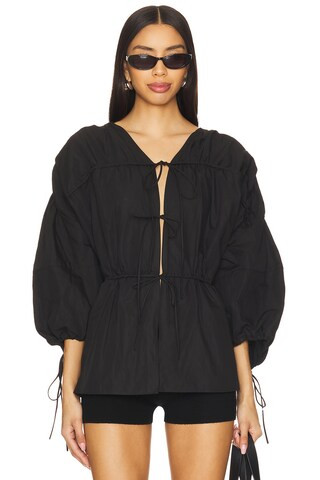 Marques ' Almeida Wrinkled Laces Ruched Blouse in Black from Revolve.com | Revolve Clothing (Global)
