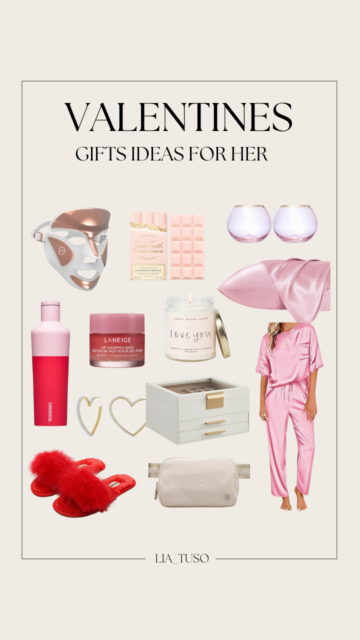 Valentines Gifts Ideas for her | LANEIGE Lip Sleeping Mask, Heart Hoop Earrings, Bedsure Satin Pillowcase, Ekouaer Womens Satin Silky Pajama Set, Fuzzy Slippers for Women, Sweet Water Decor Love You Scented Candles, Shortcake Color Block Canteen, The Wine Savant Colored Blush Pink, Jewelry Box with Glass Lid, Sabrina Carpenter Sweet Tooth Eau de Parfum, Everywhere Belt Bag, FaceWare Pro LED Light Therapy Device 

#valentinesgiftsideas #giftsideasforher #valentinesday #LTKGiftGuide 

 #LTKValentine #LTKBeauty