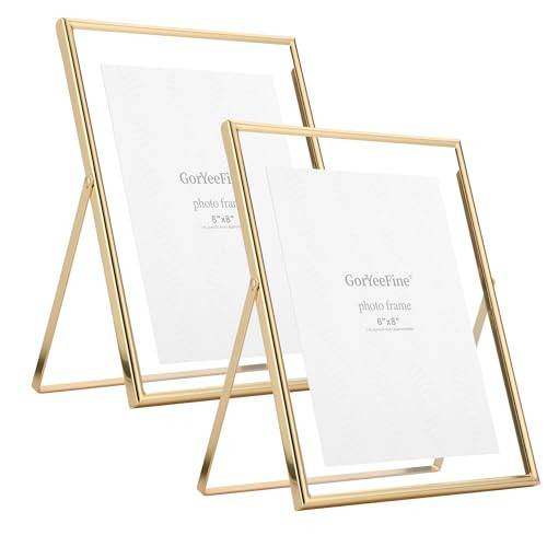 Gold 8x10" Floating Frame 2pack,for picture 5x7'', 6x8'' or 7x9'' Adjustable Tabletop/Shelf floating picture frame 5x7'', Classy Gift Choice for Wedding, Thanksgiving, Christmas, Home or Office Decor frame gold | Amazon (US)