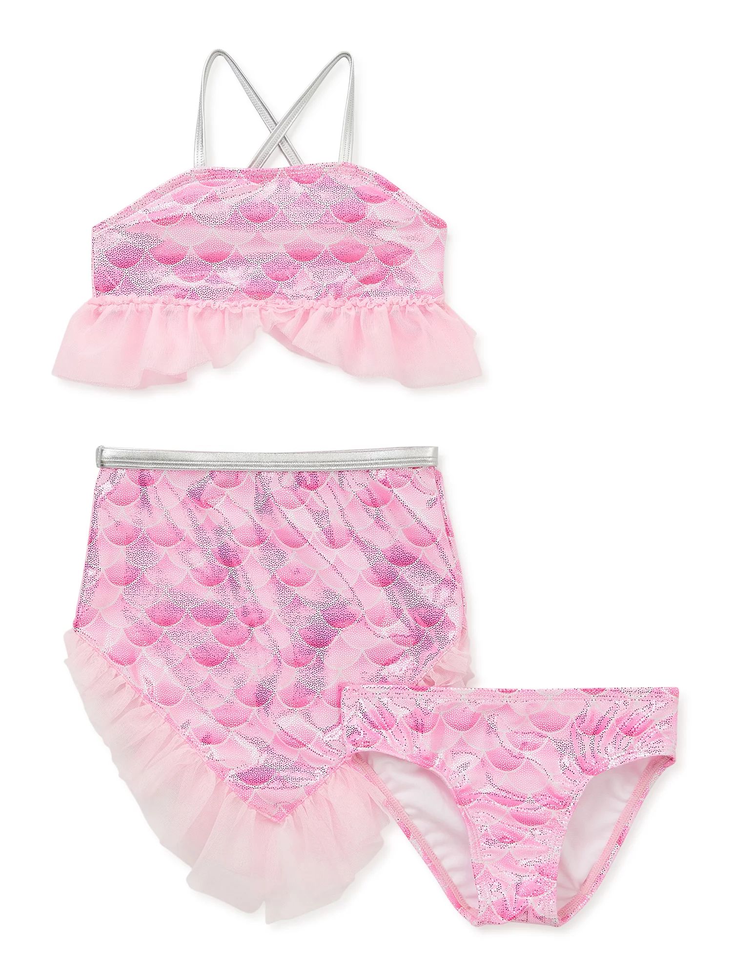 Wonder Nation Toddler Girl Mermaid Swim Set, 3-Piece, Sizes 12M-5T - Walmart.com | Walmart (US)