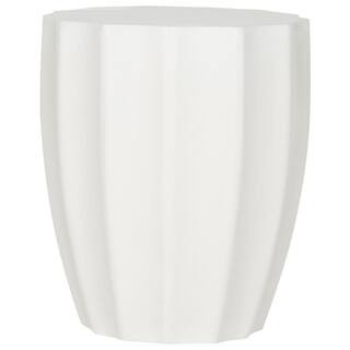 Jaslyn Ivory Round Stone Indoor/Outdoor Accent Table | The Home Depot