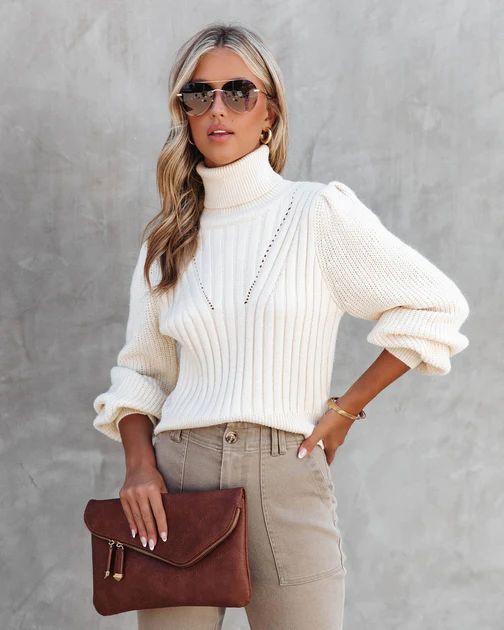 Charlene Knit Turtleneck Sweater - Ivory - FINAL SALE | VICI Collection