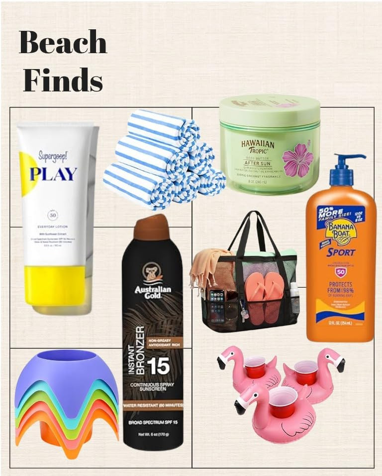beach finds, sunscreen, sun protection, care, sport, spf, pool, sand cup holders, can holder, bronzer, tanning spray, supergoop. banana boat, beach mesh bag, floaties, microfiber towels, essentials, amazon finds
#beach #summeressentials #summervibes   

 #LTKselfcare #LTKSwim #LTKTravel