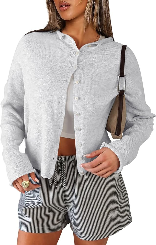 ANRABESS Cardigan Sweaters for Women Lightweight Button Down Long Sleeve Soft Y2k Trendy Casual 2... | Amazon (US)